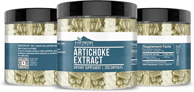Earthborn Elements Artichoke Milk Thistle Ginger Root 200 Capsules Bundle