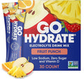 GoHydrate Instant Hydration Powder Packets - Low Sodium Electrolytes Drink Mix - Natural Hydration Support Sugar Free Electrolyte Flavored Powder Drink with Vitamin D 30 Packs Fruit Punch