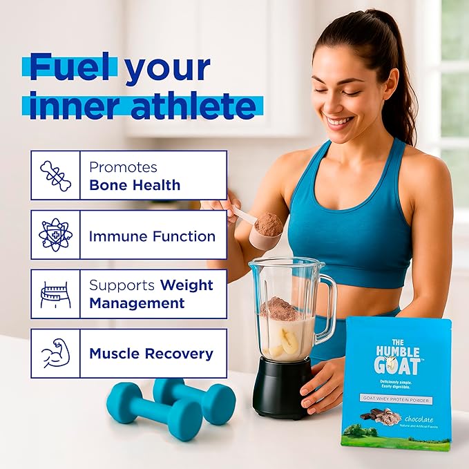 Grass Fed Whey Protein Powder Chocolate 1.5 lb – Made from Goat Milk Easy to Digest Clean Taste Non-GMO Gluten-Free &amp Versatile Chocolate Whey Protein Powder Made in USA