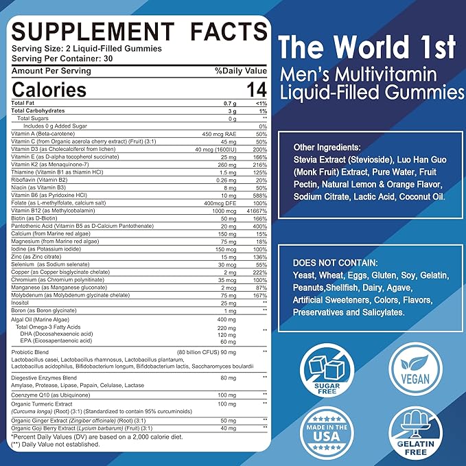 Mens Multivitamins Potassium Citrate Gummies 2 Pack