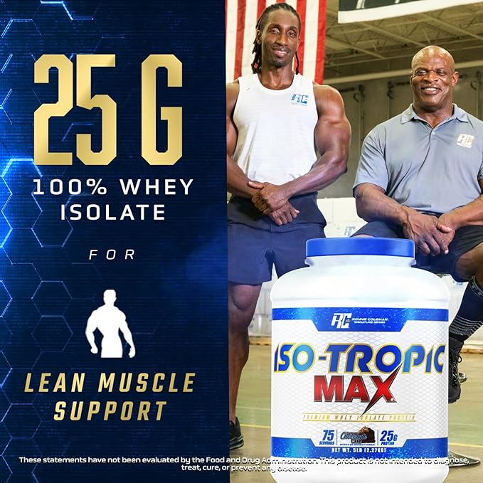Ronnie Coleman 5lbs Chocolate Whey Isolate Protein Powder | 25g Protein with 75 Servings | German Chocolate Cake Pre Workout Powder for Men &amp Women Low Sugar Supplement for Lean Muscle Support