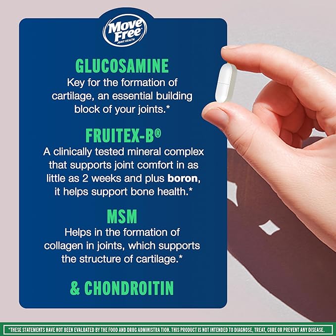 Move Free Advanced Glucosamine Chondroitin MSM Joint Support Supplement Supports Mobility Comfort Strength Flexibility &amp Bone - 120 Tablets (40 servings)*