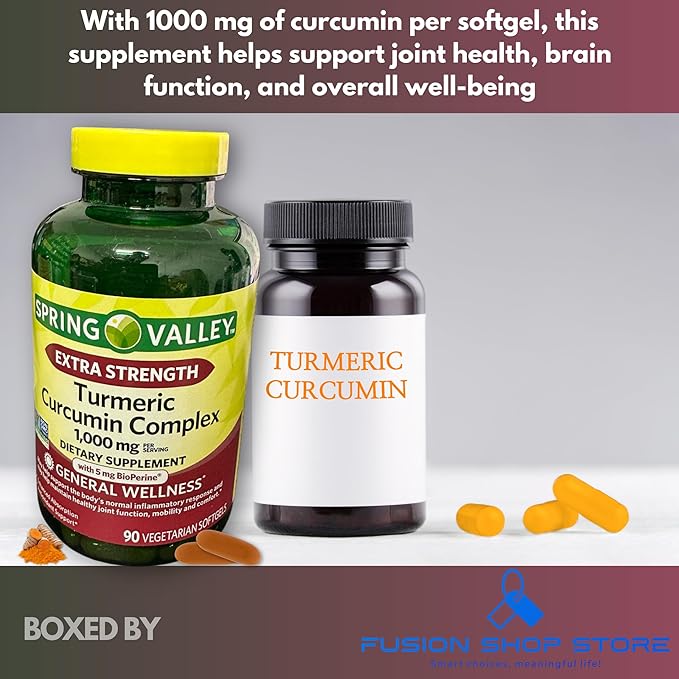 Turmeric Curcumin 1000 mg- Complex Extra Strength 90 softgels (Pack of 1) Boxed by Fusion Shop Store