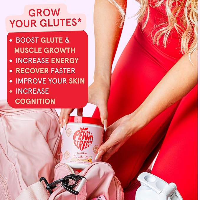 Peach Perfect Creatine Monohydrate Powder Glute Builder Creatine for Women with Collagen BCAAs 5g Vegan Micronized Creatine per Serving for Energy Muscle Support 30 SVG Peach Flavor