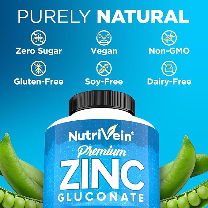 Nutrivein Premium Magnesium L-Threonate &amp Zinc Gluconate Supplements Bundle: High Absorption Zinc Gluconate + Magnesium Threonate Supplement Pair for Whole-Body Wellness Defenses &amp Balance