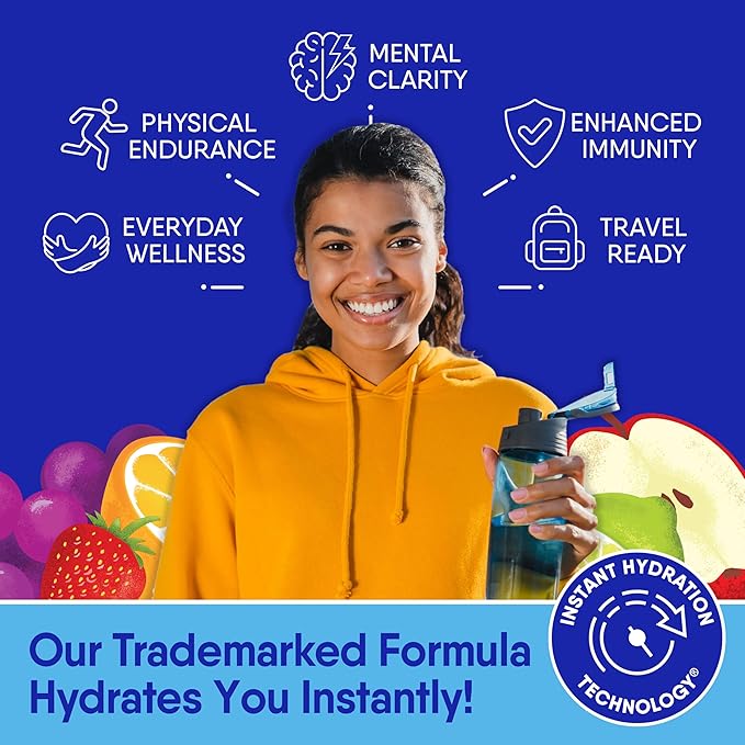 GoHydrate Instant Hydration Powder Packets - Low Sodium Electrolytes Drink Mix - Natural Hydration Support Sugar Free Electrolyte Flavored Powder Drink with Vitamin D 30 Packs Kiwi Strawberry