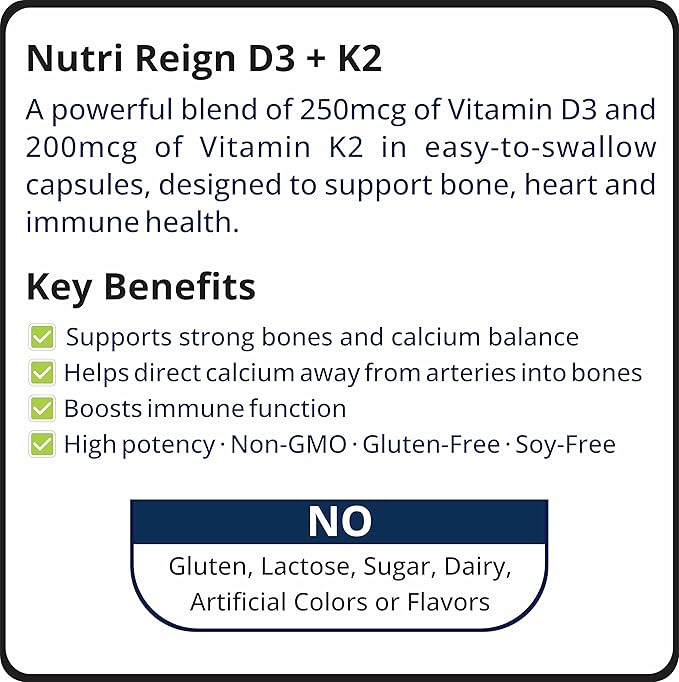 Vitamin D3 + K2 10000 IU D3 200 mcg K2 90 Capsules