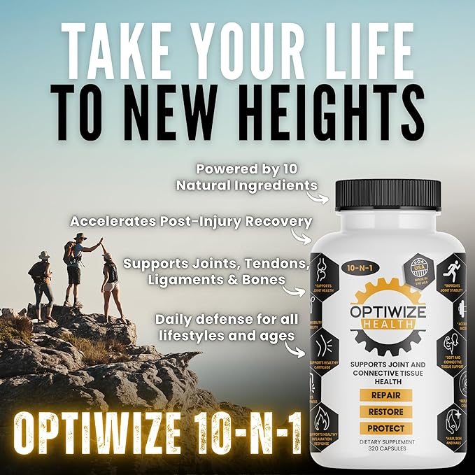 10-N-1 Joint Support Hydrolyzed CollagenMSM Hyaluronic Acid GlucosamineChondroitin &amp More- Targets Joint Discomfort Improves Mobility &amp Flexibility 320 Caps for Men &amp Women Made in US