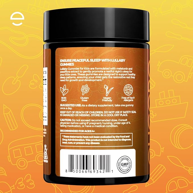 Premium 1 mg Melatonin Gummies Kids – Kids Sleep Gummies with Vitamin B6 and Passion Fruit Flavor – Children's Melatonin Gummies 3 in 1 Complex for Deep Sleep – 2 Month Supply