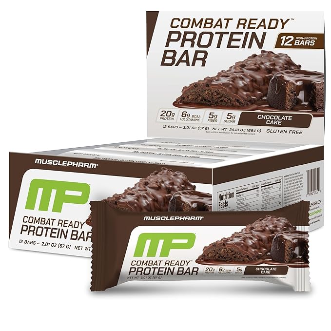 MusclePharm Combat Ready &amp Combat Sport Protein Bar Bundle: Confetti Cake &amp Chocolate Cake Flavor