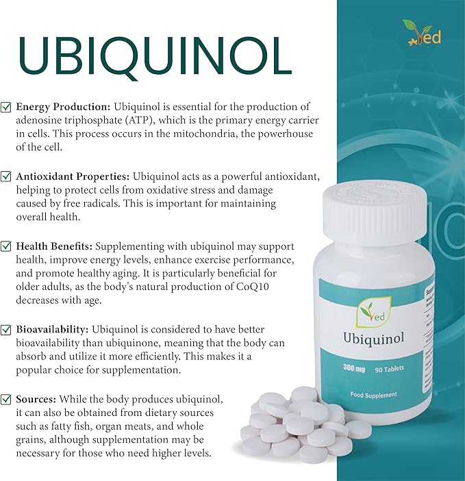Ubiquinol 300mg 90 Tablets Enhanced Bioactivity CoQ10