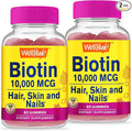 WellYeah High Potency Biotin 10000 mcg Gummies 2 Pack - for Stronger Hair Skin &amp Nails - Vegan-Friendly Gluten-Free Non-GMO and Delicious Berry Flavor - 60 Gummies