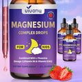 Kids Magnesium Liquid Drops Magnesium Glycinate Liquid for Children's Supplement with Vitamin D3 K2 B12 &amp B6 Omega 3L-theanineLemon Balm-for SleepRelaxationCalmFocus Strawberry Flavor