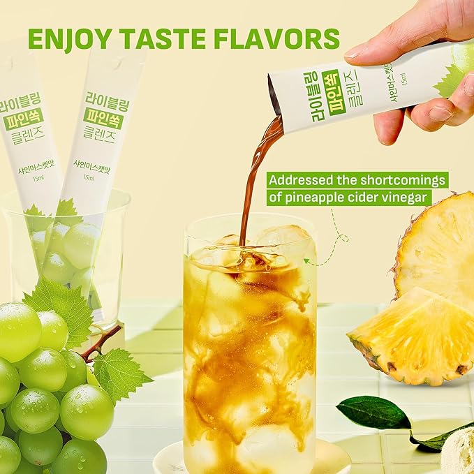 [Liveling] Apple&ampPineapple Cider Vinegar DUO pack2 Natural Cleanse with Premium Nutritional Ingredients pH balance Zero Sugar Easy cut &amp Easy Mix (60 Sticks)