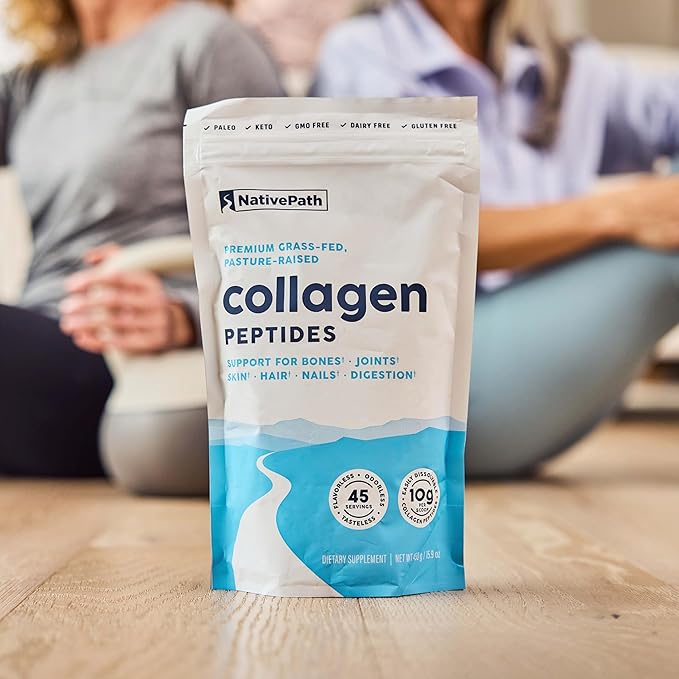 NativePath Collagen Peptides Protein - Hydrolyzed Type 1 &amp 3 Collagen Powder for Skin Hair Nails - 15.9 oz (45 Servings)
