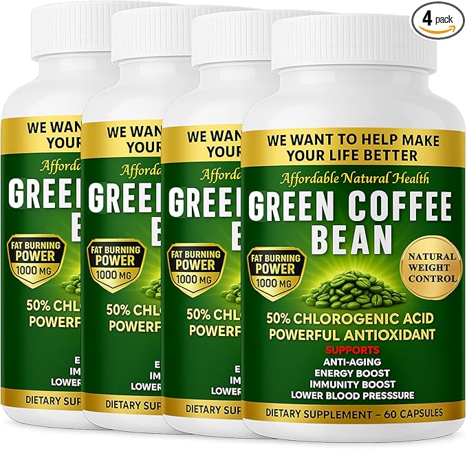 Green Coffee Bean Extract 100% Pure Green Coffee Bean Capsules 50% Chlorogenic Acid 1000 mg Strength 240 Capsules 8 Month Supply Non-GMO and Gluten Free Traditional Herbal Supplement