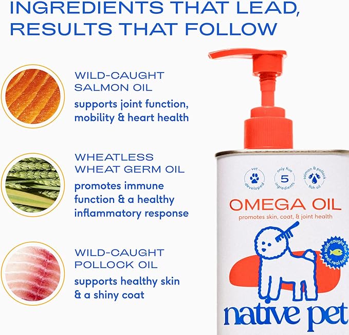 Native Pet Pack Leaders Bundle - Daily Dog Multivitamin (7 oz.) &amp Omega Oil for Dogs (8 oz.) - Omega 3 Fish Oil for Healthy Skin Shiny Coat &amp Strong Joints &amp Daily Multivitamin for Pups