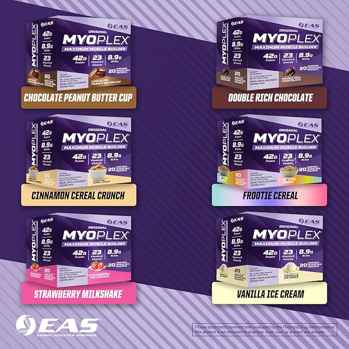 EAS Original Myoplex Maximum Muscle Builder Meal Replacement Protein Mix | Quality Protein Blend | 42g Protein 20 Individual Packet (Chocolate Peanut Butter Cup)