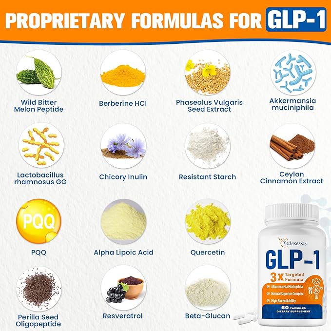 GLP-1 Supplement for Women 3X Targeted Formula Gentle on the Stomach GLP-1 with Akkermansia Probiotic Berberine HCI &amp Chicory Inulin Natural GLP1 for Digestion &amp Gut Health - Vegan 60 Ca
