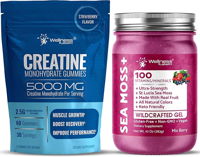 WELLNESS LABSRX Sea Moss Gel Mixberry with Creatine Gummies