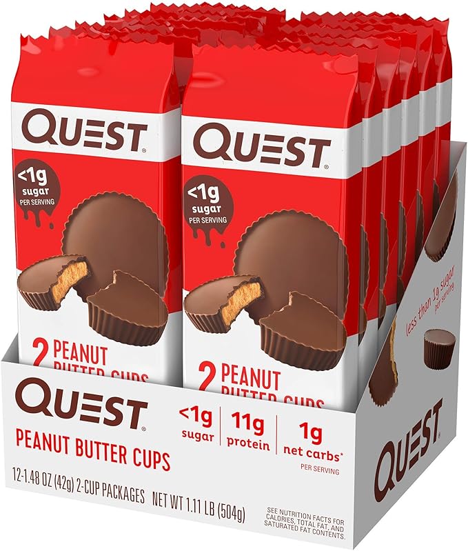 Quest Protein Powder with 24g Protein and Peanut Butter Cups with 9g Protein 12 Count
