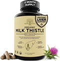 USDA Organic Milk Thistle Liver Detox Supplement 80% Silymarin 250 mg with Beet Root &amp Artichoke Extract for Liver Support &amp Digestion Made in USA 120 Capsules (2 Month Supply)