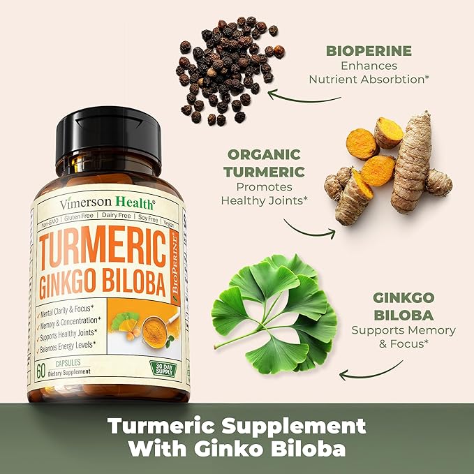 Turmeric Boswellia &amp Turmeric Ginkgo Biloba – Joint Mobility Brain Function &amp Daily Focus Support Supplement Bundle for Men &amp Women