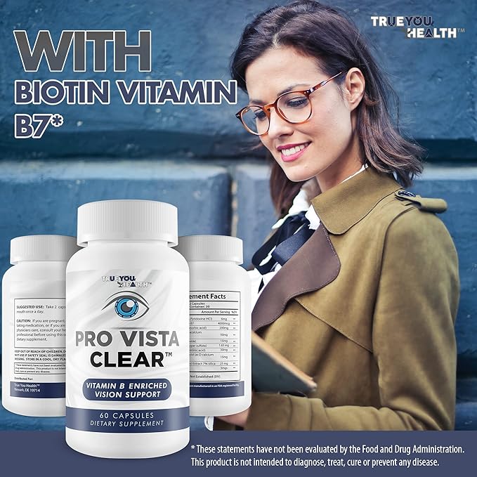 Pro Vista Clear for Eyes - Vitamin B Enriched Vision Support - Our Best Pro Vista Clear Vision Formula Proprietarily Formulated to Naturally Support Eye Health - Vitamin &amp Mineral Formula