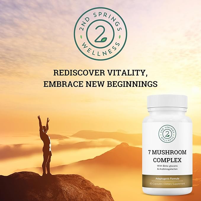Organic 7 Mushroom Complex &amp B-100 B Vitamin Complex Vitality Bundle