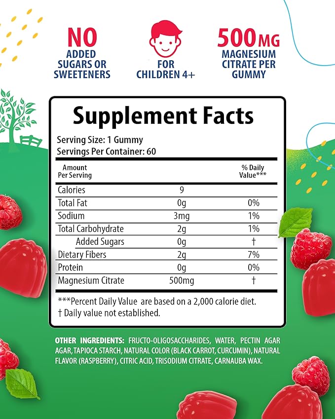 Magnesium Gummies for Kids &amp Adults - 500mg - Calm Magnesium Chews - Magnesium Citrate Chewable Supplement for Mood &amp Muscle Support