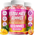 60 Yerba Mate Gummies - Formulated with L-Theanine Rhodiola Rosea Ginseng Choline B12 – Peach Mango Flavor – Vegan Gluten-Free Non-GMO