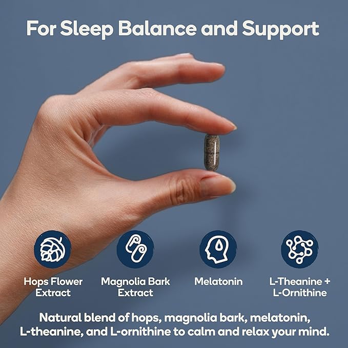 Sleep - Natural Sleep Aid Supplement - Relax &amp Restore with Melatonin L-Theanine &amp Herbal Extracts - 60 Veggie Capsules (Sleep)