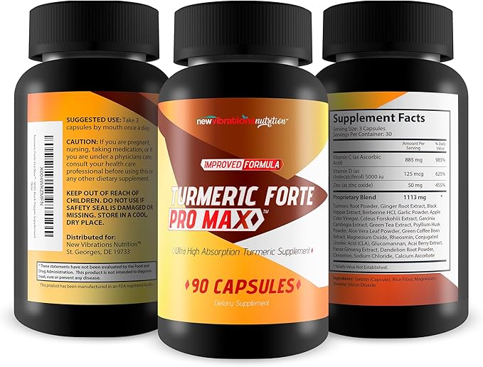 Turmeric Forte Pro Max - Extra Strength Ginger Turmeric with Black Pepper Zinc &amp Vitamin C - Our Best High Absorption Curcumin with Black Pepper - Zinc Vitamin C Curcumin Ginger Supplements