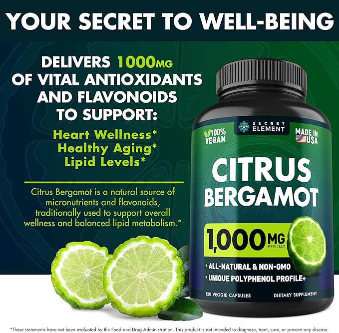 Citrus Bergamot Extract 1000mg for Women and Men – Polyphenol-Rich Bergamot Capsules for Daily Wellness Antioxidant Support &amp Healthy Lifestyle Non-GMO Gluten Free 120 Vegan Capsules Pack of