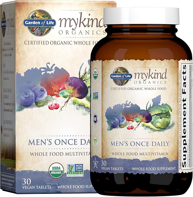 Garden of Life Dr Formulated Probiotics Immune Support &amp Organics Multivitamin for Men - Men's Once Daily Whole Food Vitamin Supplement Tablets Vegan 30 Count