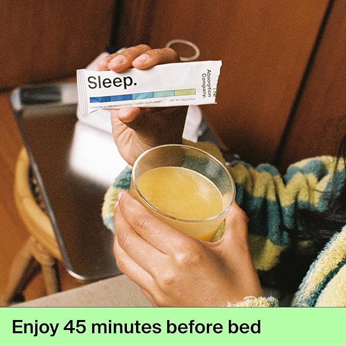 Sleep Aid Powder - Calming Drink for Deep Sleep with Liposomal Saffron Magnesium &amp PharmaGABA Melatonin-Free Natural Supplement to Reduce Stress and Improve Sleep Quality Chamomile Lemonade 7 Sti
