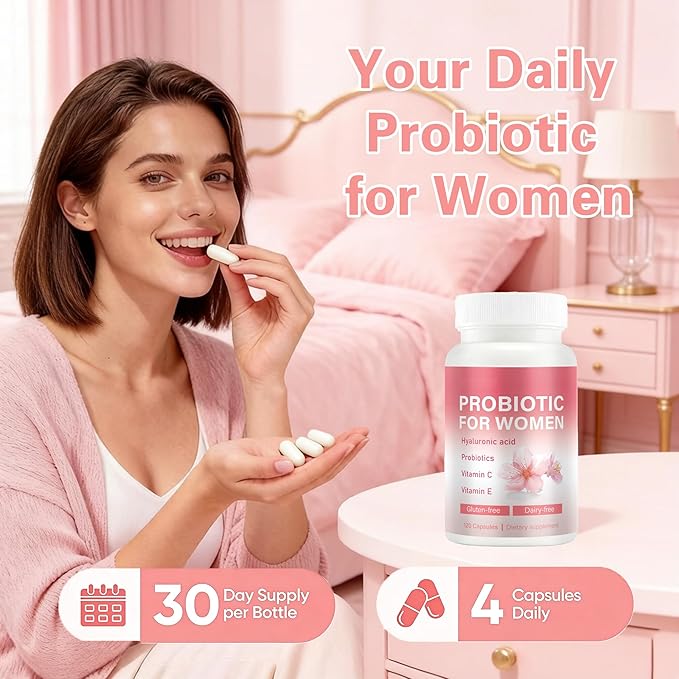 Feminine Vaginal Probiotics for Women’s Wellness | Supports Vaginal pH Balance Moisture &amp Comfort with Cherry Blossom Extract Hyaluronic Acid &amp Vitamin C | Daily Probiotic Support for Intima