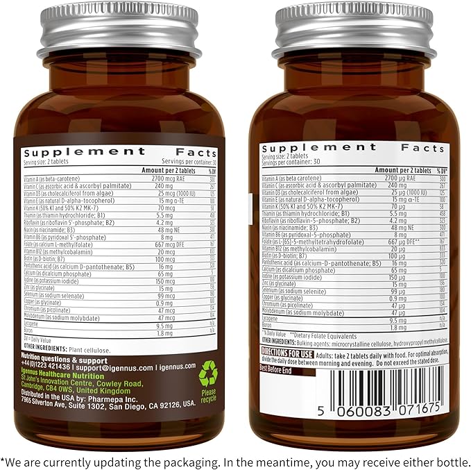 Multivitamin &amp Minerals for Men + Advanced Kids Multivitamin Gummy Vegan Bundle with Methylated B-Vitamins Vitamin A C D3 &amp E Clean Label 60 Tablets + 90 Berry Flavor Gummies by Igennus