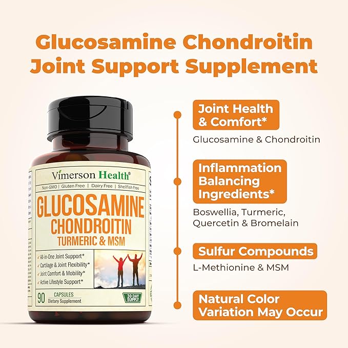 Glucosamine Chondroitin MSM Joint Support Supplement &amp High Potency MSM Supplement (2000mg per Serving) for Cartilage &amp Joint Health