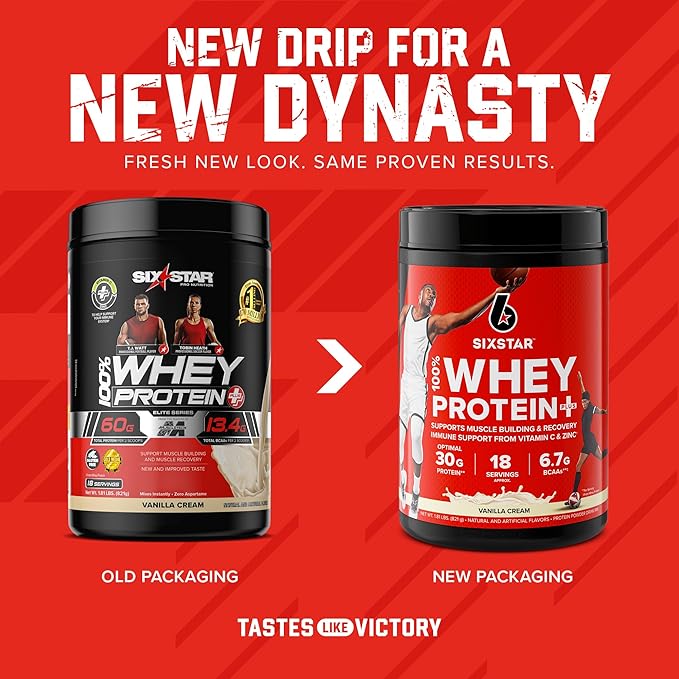 Six Star Elite 100% Whey Protein Plus Vanilla Cream 1.8lbs &amp Creatine Pills X3 Creatine Capsules Muscle Builder for Men Women