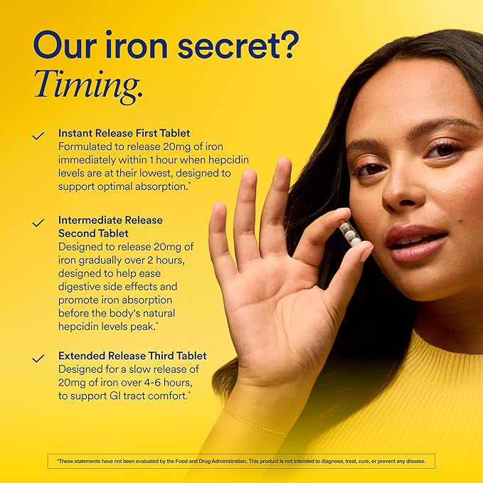 Ritual Iron Supplement to Support Low Iron Levels 60 mg | 48-hour Dosing Routine with BioSeries™ Technology plus Vitamin A and C. Designed for Optimal Absorption and Minimal GI Discomfort* 15 Servings