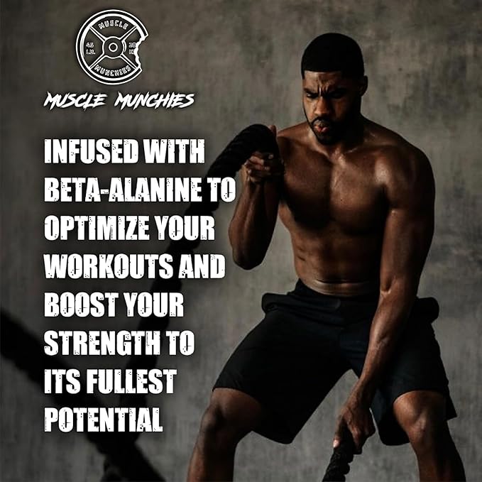 Muscle Munchies Creatine Chewable Gummies for Men &amp Women-Infused with Beta Alanine-5g of Creatine Per Serving-Increases Strength Endurance &amp Recovery-Vegan NonGMO (Strawberry Burst)