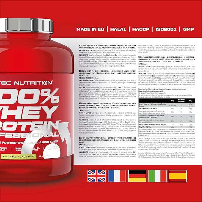 Scitec Nutrition 100% Whey Professional 2350g Banana Protein Supplement