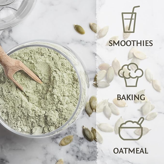 Organic Pumpkin Seed Protein Powder Cold Pressed Simple Single-Ingredient Superfood Plant-Based Easy to Digest All 9 Essential Amino Acids Mild Flavor for Smoothies Baking &amp 20g Protein 15 Serv