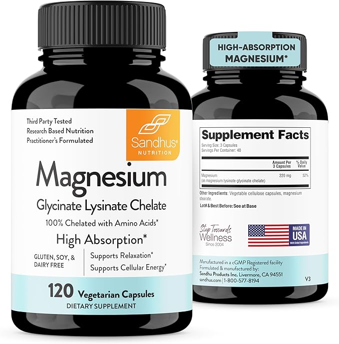 Sandhu's Bovine Colostrum Powder &amp Magnesium Glycinate Lysinate Capsules | Helps Gut Immune Heath &amp Sleep Support