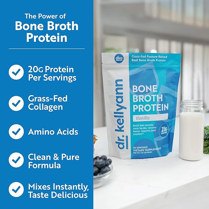 Bundle of Dr. Kellyann Keto Bone Broth Protein Powder - Chocolate (1) Vanilla (1)