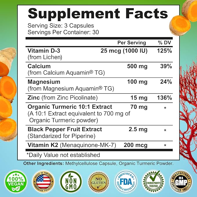 Plant-Based Immune Bone &amp Energy Support Bundle – Quercetin with Bromelain Vitamin C &amp Zinc + Calcium Magnesium with D3 K2 &amp Turmeric + Women’s Multivitamin with Iron &amp Organic Supe