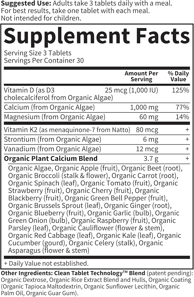 Garden of Life Calcium Supplement with Magnesium &amp Organic Vitamin D3 K2 Made from Whole Foods Gluten-Free 90 Count