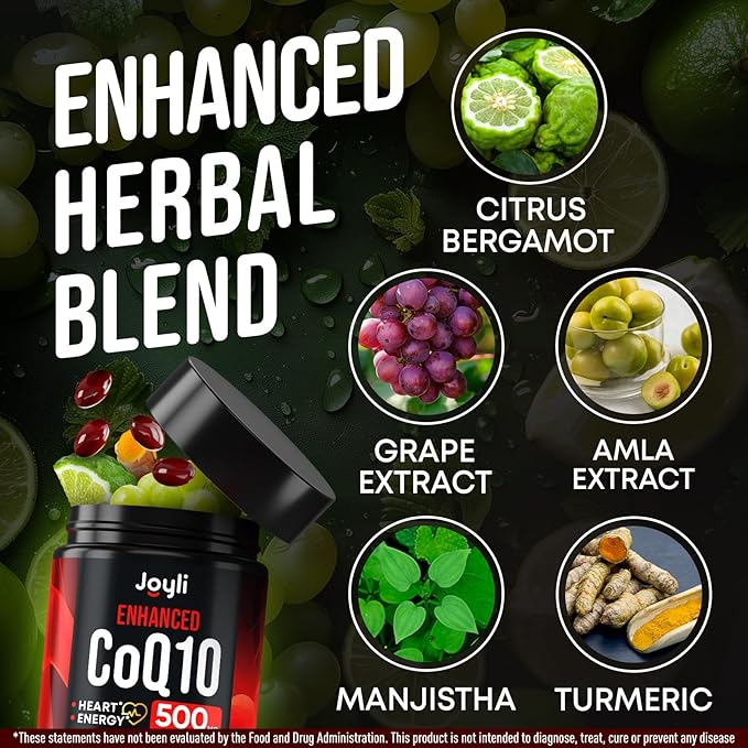 JOYLI Nutrition 2 Pack CoQ10 500mg - High Absorption Coenzyme Q10 Supplement - Co Q 10 for Energy &amp Vitality - Alternative to CoQ10 400mg &amp 300mg - 240 Softgels