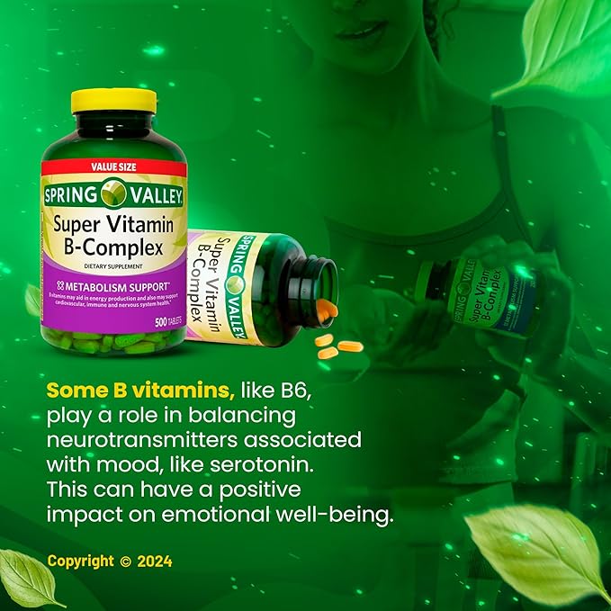 Super B-Complex Tablets 500 Count Dietary Supplement (2 Pack) with Exclusive Vitamins &amp Minerals A to Z - Better Ligth&ampSpring Guide (3 Items)